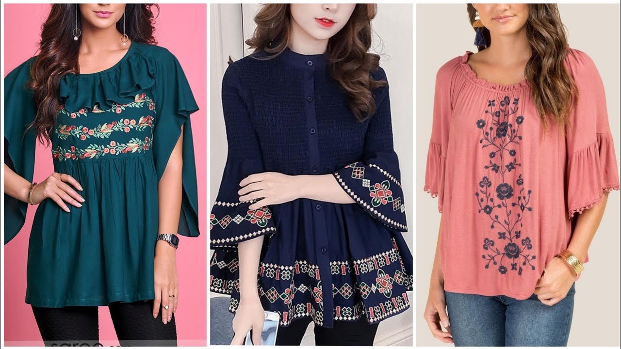 Most Stylish Casual Wear Hand Embroidered Tunic Top Designs 2021