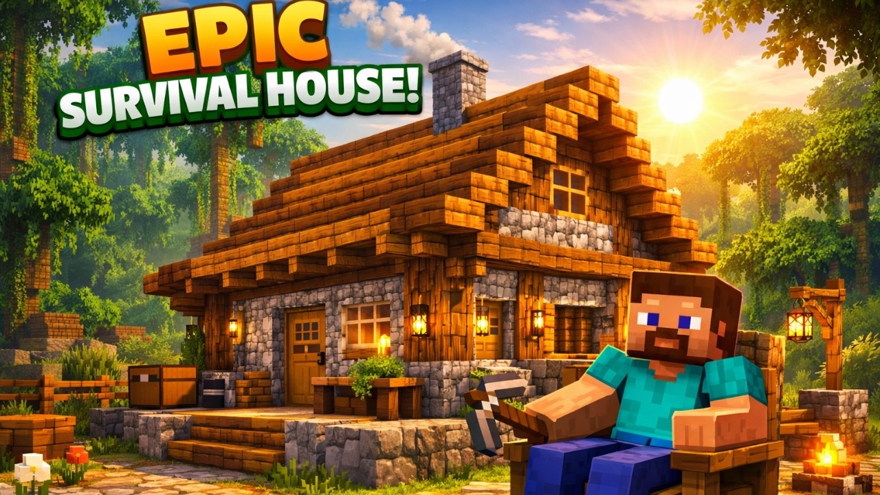 Day 1: Building My First Survival House in Minecraft - YouTube