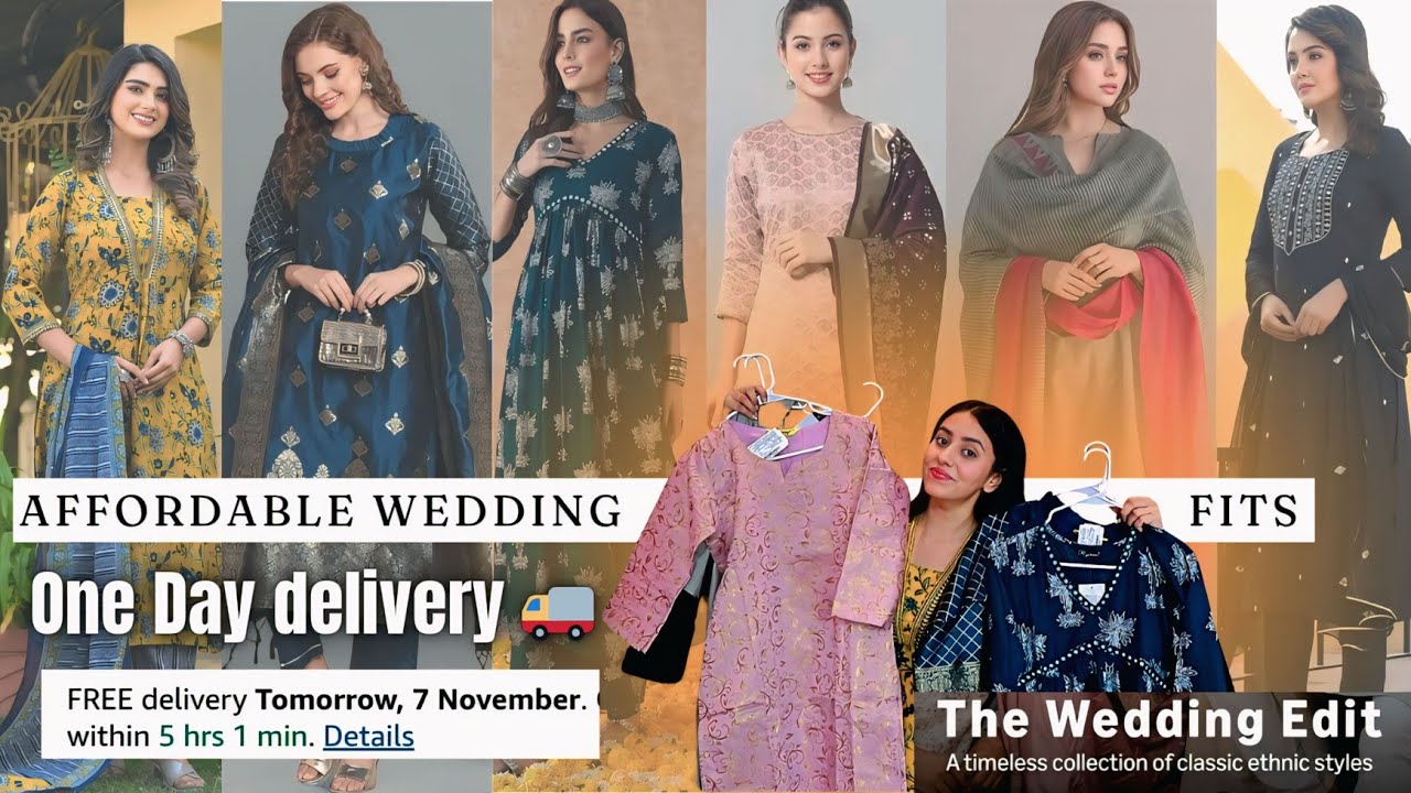 One day delivery wedding kurta sets haul | amazon kurtis under 999 