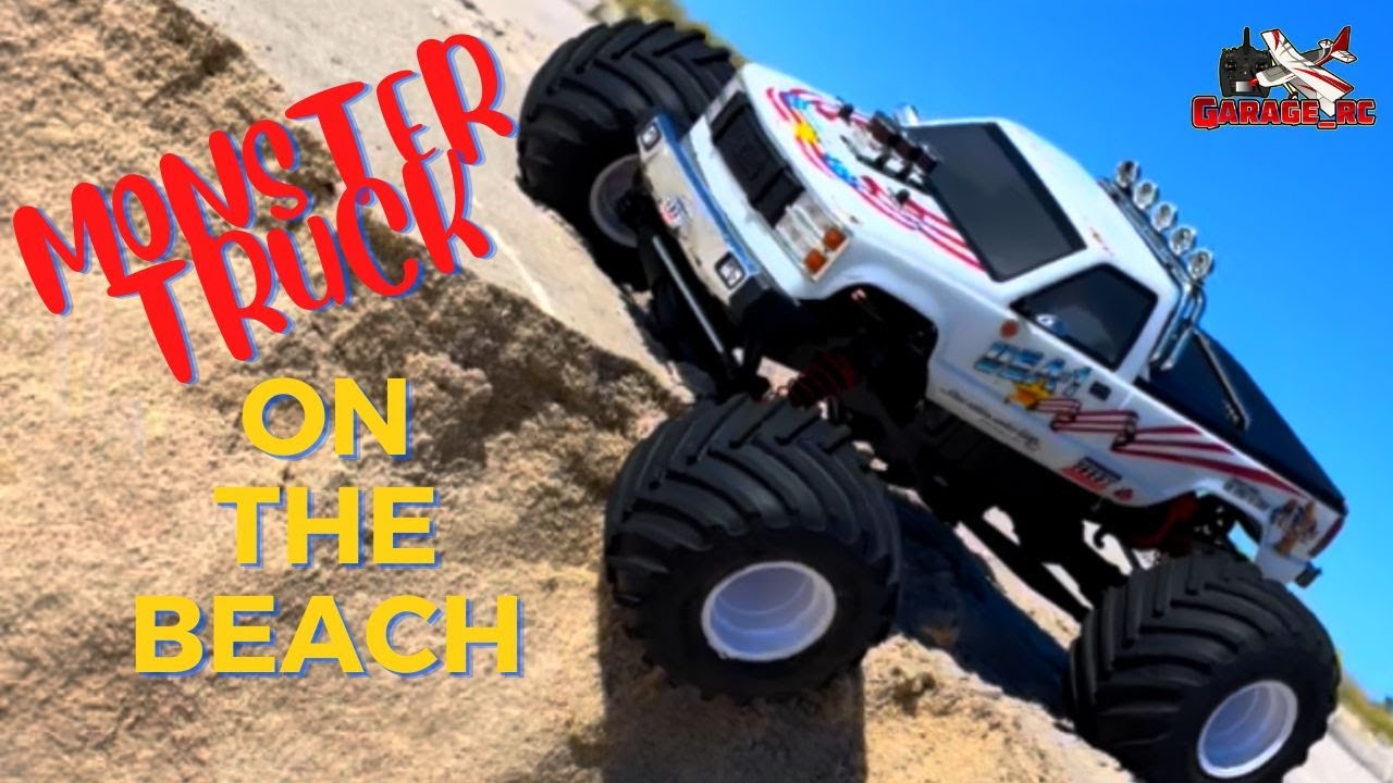 RC Monster Truck Bashing at the BEACH! Kyosho USA1 YouTube