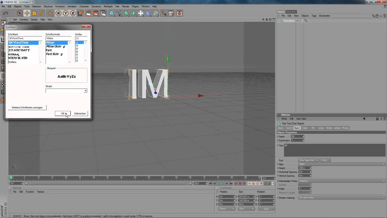 Cinema 4D 3D Schrift Tutorial - YouTube