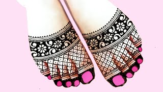 Leg mehndi design simple and beautiful |  pairon ki mehandi aasan |  পায়ের মেহেদি ডিজাইন  screenshot 3