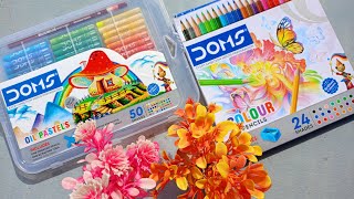 UNBOXING 🤯 DOMS 24 Shades Pencil Colours & 50 Shades Oil Pastel Colours 😍❤️
