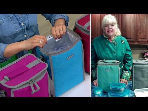 LocknLock Lunch Bag w/ (2) Rectangle & (2) Round Containers on QVC