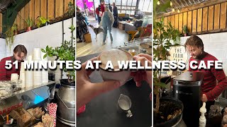 POV Barista works at a wellness cafe on a farm