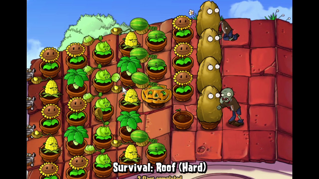Plants vs Zombies Survival Roof YouTube