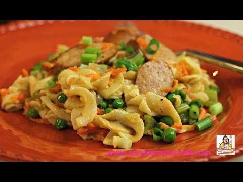 Amy's Hot Buttered Egg Noodles with Sausage & Peas