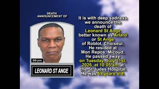 Leonard St Ange ~ Short Obituary