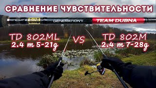 Champion Rods Team Dubna Generation 2 сравнение чувствительности спиннингов с тестом 5-21g  и  7-28g