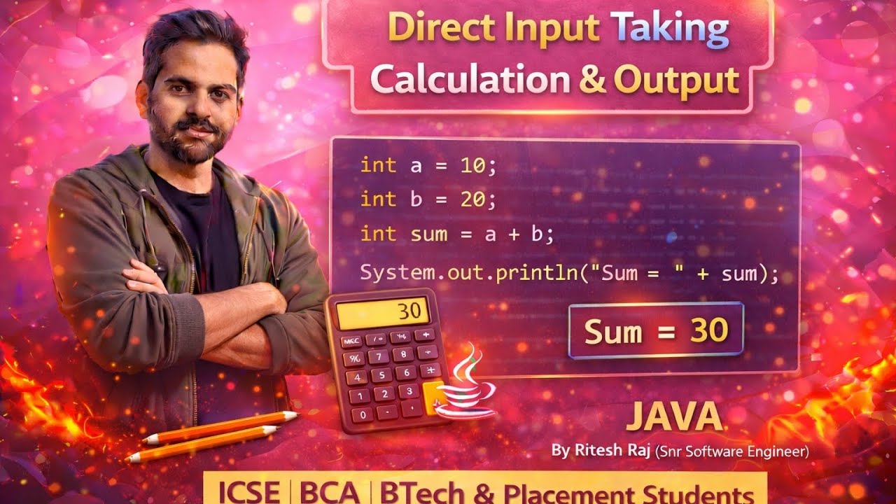 Direct Input in Java | Calculation & Output Programs - YouTube
