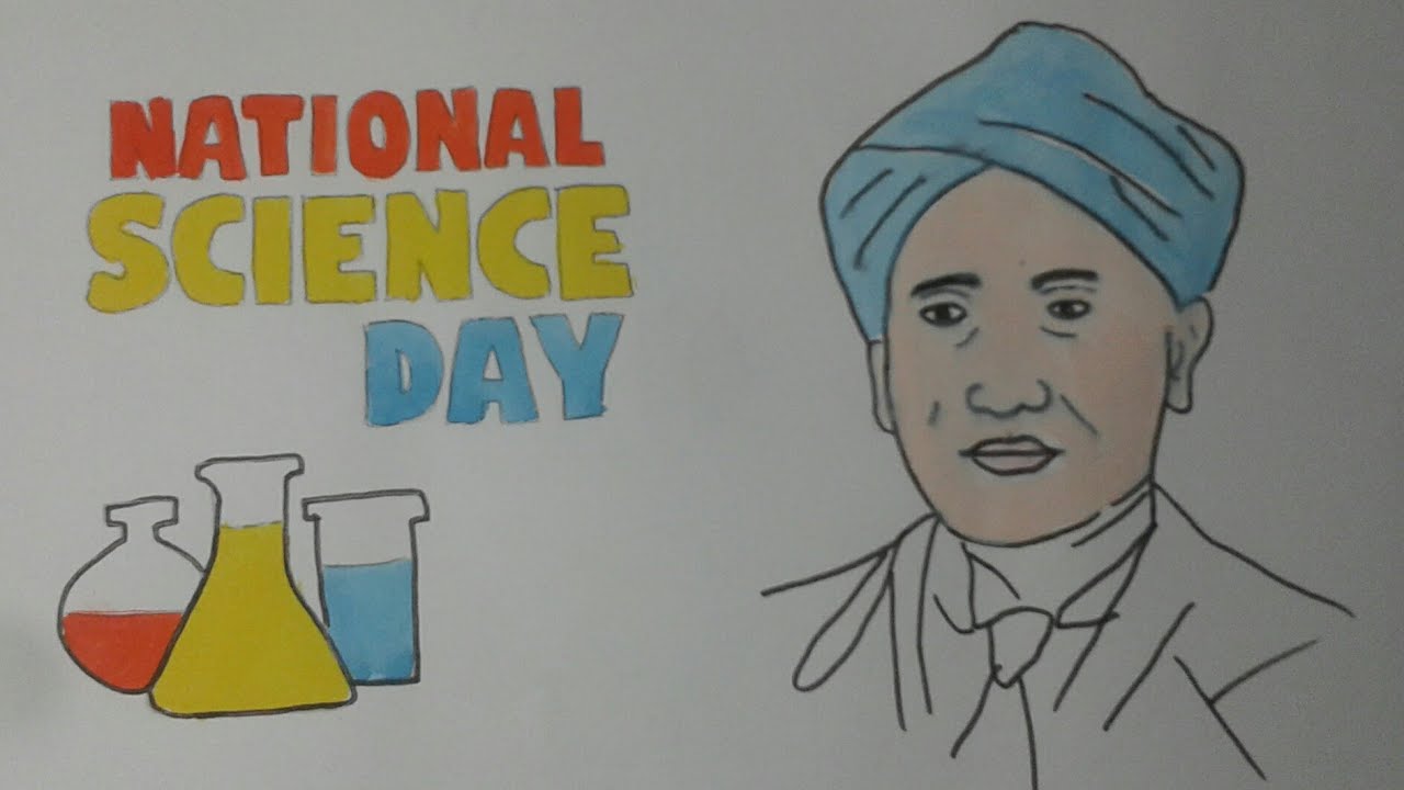 Sir C V Raman Portrait | Drawing National Science Day | Easy Painting ...