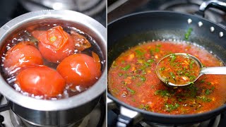 सोप्पं आणि झटपट पद्धतीने टोमॅटो सार पर्फेक्ट बनवा | tomato saar recipe in marathi | Tomato Saar screenshot 3
