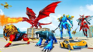 Royal Lion Robot Games- Dragon Robot Transform War screenshot 5
