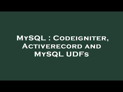 MySQL : Codeigniter,