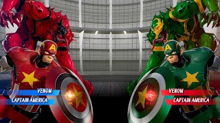 Venom & Captain America (Red) Vs Venom & Captain America (Green) Fight | Marvel vs Capcom Infinite