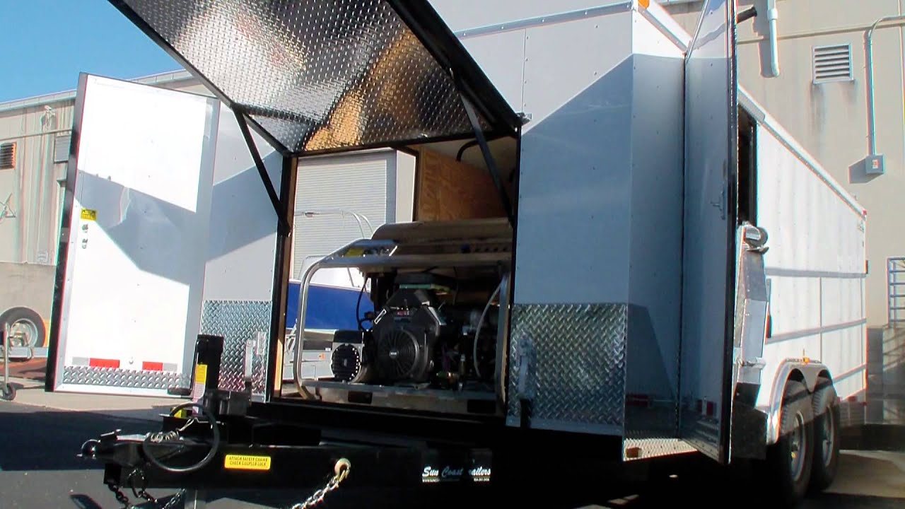 Enclosed hot water pressure washer trailer 3500 PSI 9 GPM hot water