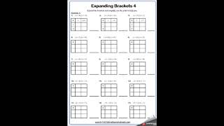 Maths Worksheet Expanding Brackets