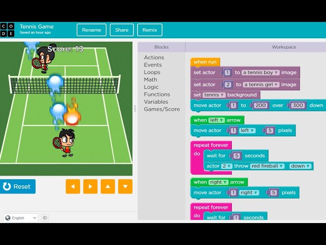 Code.org Tutorial - Play lab | Tennis Game |  Coding using Blocks Programming class=