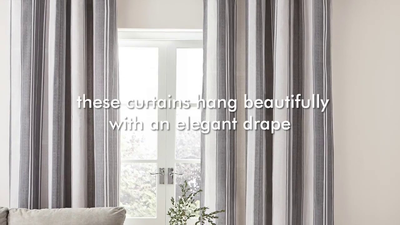Catherine Lansfield Herringbone Stripe Grey Eyelet Curtains