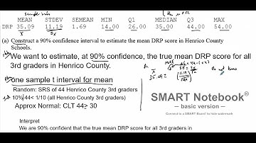 AP Stats 8.3: One Sample t interval for mean (Example 2)