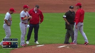 STL@PIT: Socolovich examined by trainer, stays in