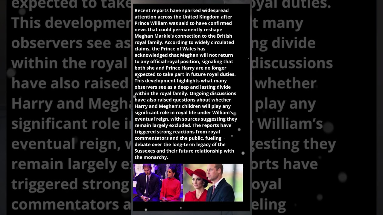 Prince William Confirms Meghan Markle’s Royal Future Is Over? 2025