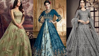 net anarkali dress designs idea 2020||embroidered net fabric ideas|| Anarkali long dress design