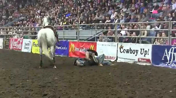 Wreck: Wyatt Thurston pulls Wade Rempel off his ho...