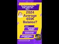 The numbers are in. The average 401K Balance 2024. #money #401k #403b #457 #investing #invest #reti