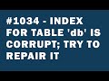 1034 Index for table 'db' is corrupt; try to repair it - phpMyAdmin
