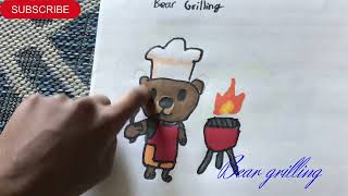 How to draw the Bear grilling