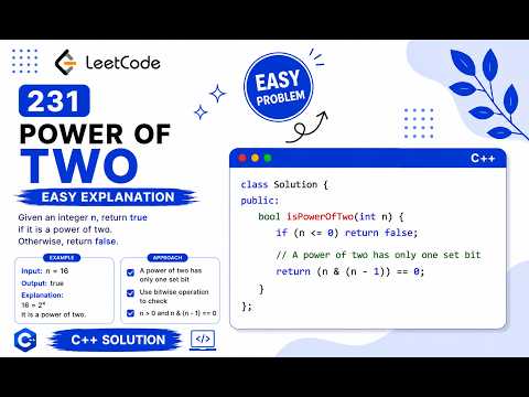 LeetCode 231 - Power of Two | Easy C++ Solution ⚡