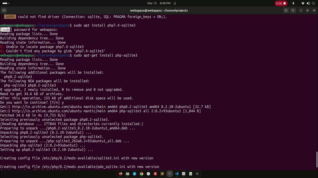 E unable to locate package php7 4 sqlite3e couldn t find any package