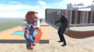 Chucky the killer doll vs Slender Man in Indian Bike Driving 3D game screenshot 2