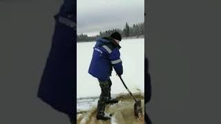 зимняя рыбалка на сети, ставим прогон.