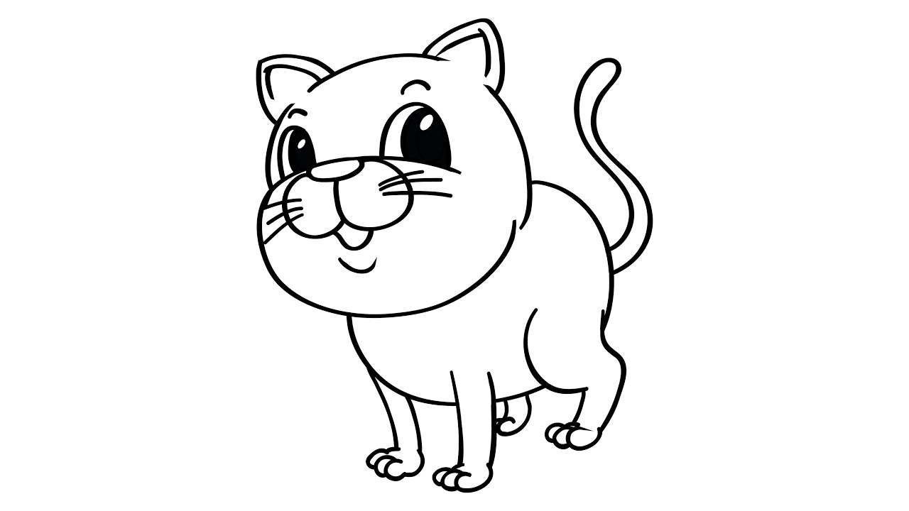 Cat Drawing & Coloring a Cat How to Draw Cat Easily YouTube