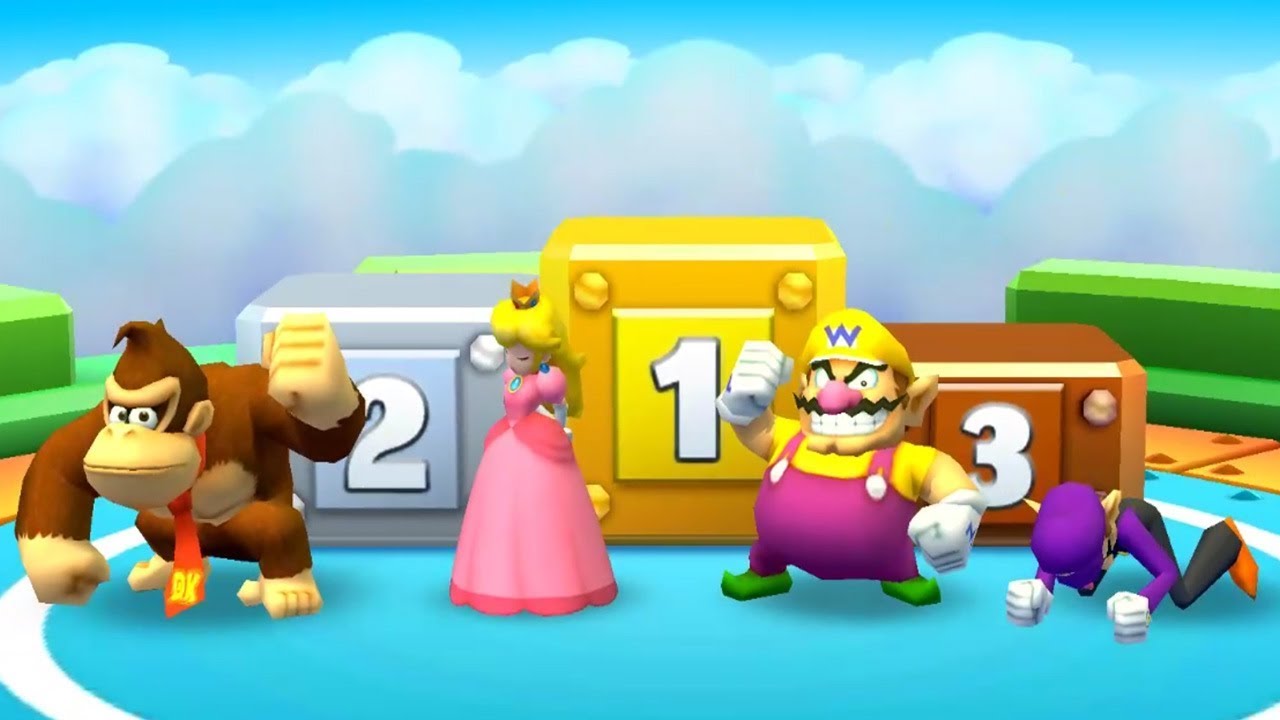 Mario Party Star Rush Minigames - Donkey Kong Vs Peach Vs Wario Vs Waluigi (Master Cpu)