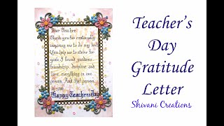 Teacher's Day Gratitude Letter/ Handmade Card for Teacher's Day