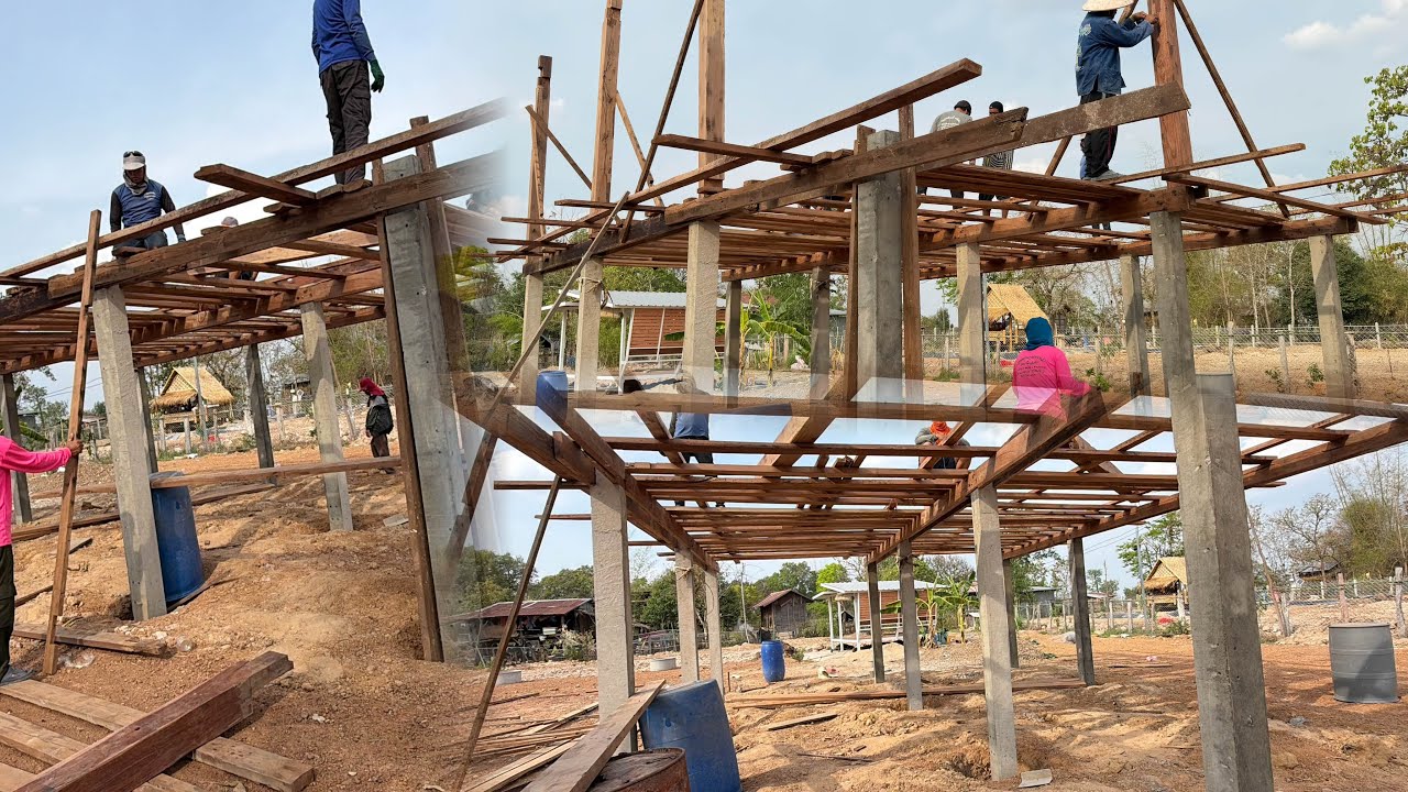 มาดูช่างที่บ้านสวน//กำลังขึ้นโครงหลังคาบ้าน