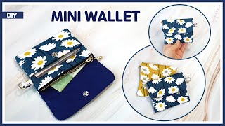 DIY Easy to make mini wallet with zipper / coin purse / sewing tutorial [Tendersmile Handmade]