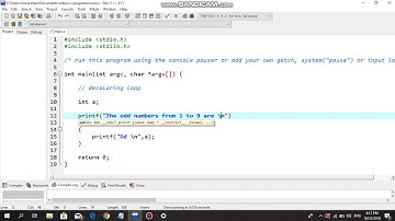 For Loop : Odd Numbers - C Programming Tutorial