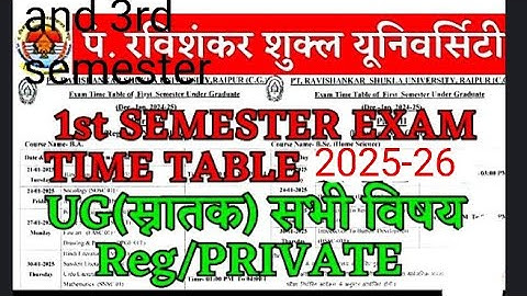 PRSU 1st AND 3RD SEMESTER EXAM TIME TABLE 2025 -26