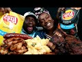 HOMEMADE BBQ| RELATIONSHIP TIPS PART 2 MUKBANG EATING SHOW| RIBS| CHICKEN|SAUSAGE| MAC&CHEESE!