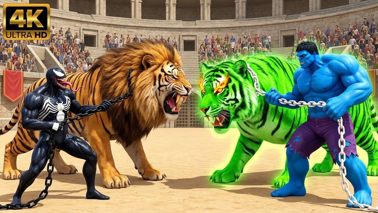 VENOM Lion vs HULK Wolf ⚔️ | Ultimate Arena Beast Showdown