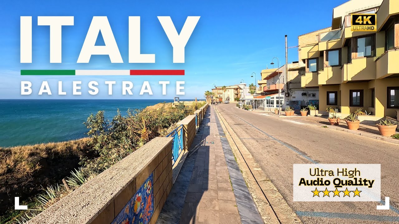 Sicily Italy Virtual Walking Tour Balestrate Binaural Audio ASMR Relaxing Town Street Palermo POV