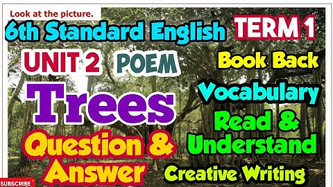 TREES Poem Question & Answer | 6th Standard English Term 1| Unit 2, Vocabulary | Read and Understand