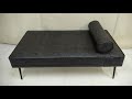 Daybed in Hardwood and Black Leather #diy #bed  #making_modern_furniture
