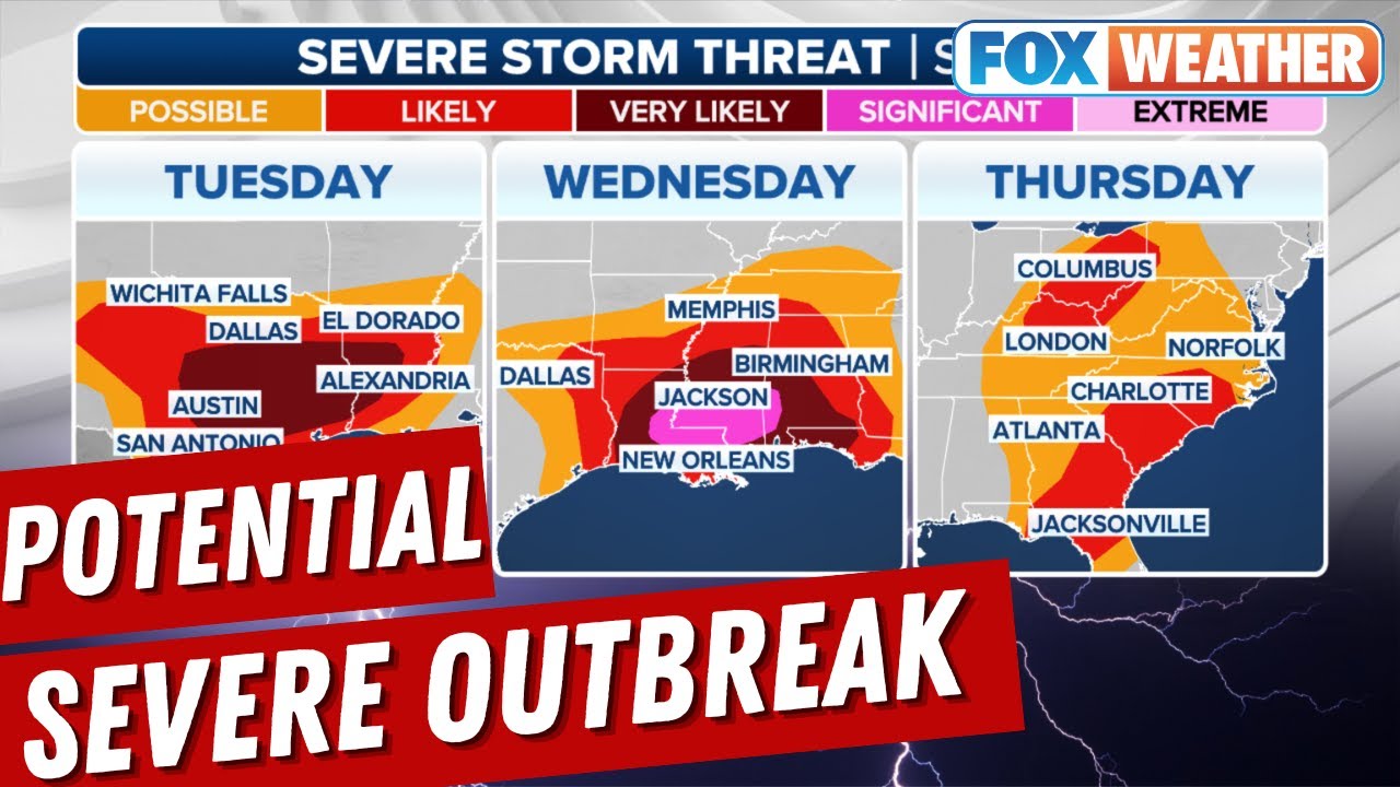 Potential Severe Weather Outbreak For Gulf Coast, South With Threat Of ...