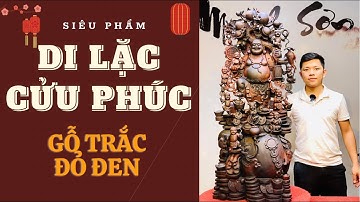 Tượng gỗ: Tượng Phật Di Lặc Vác cành Đào - Gỗ Trắc  | Đồ Gỗ Mạnh Sơn