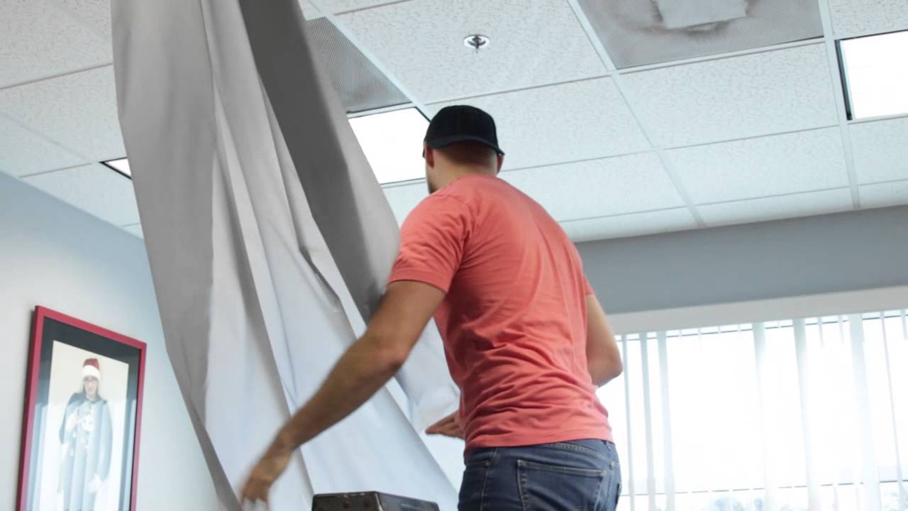Jeff Climbing Ladder To Put Fabric In Ceiling Youtube